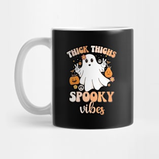 Thick Thighs Spooky Vibes Halloween groovy Spooky Halloween Mug